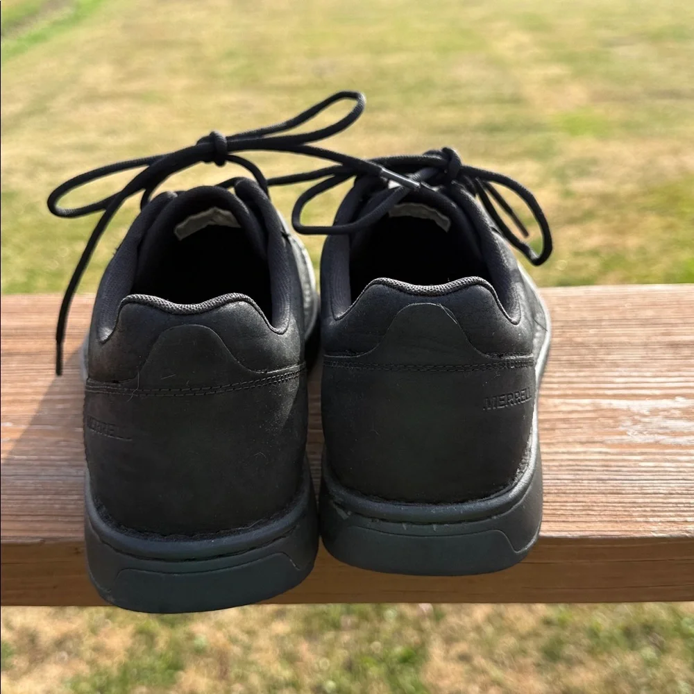Merrell World Legend 2 Black Leather Lace Up Loafer Shoes Size 11.5 WIDE